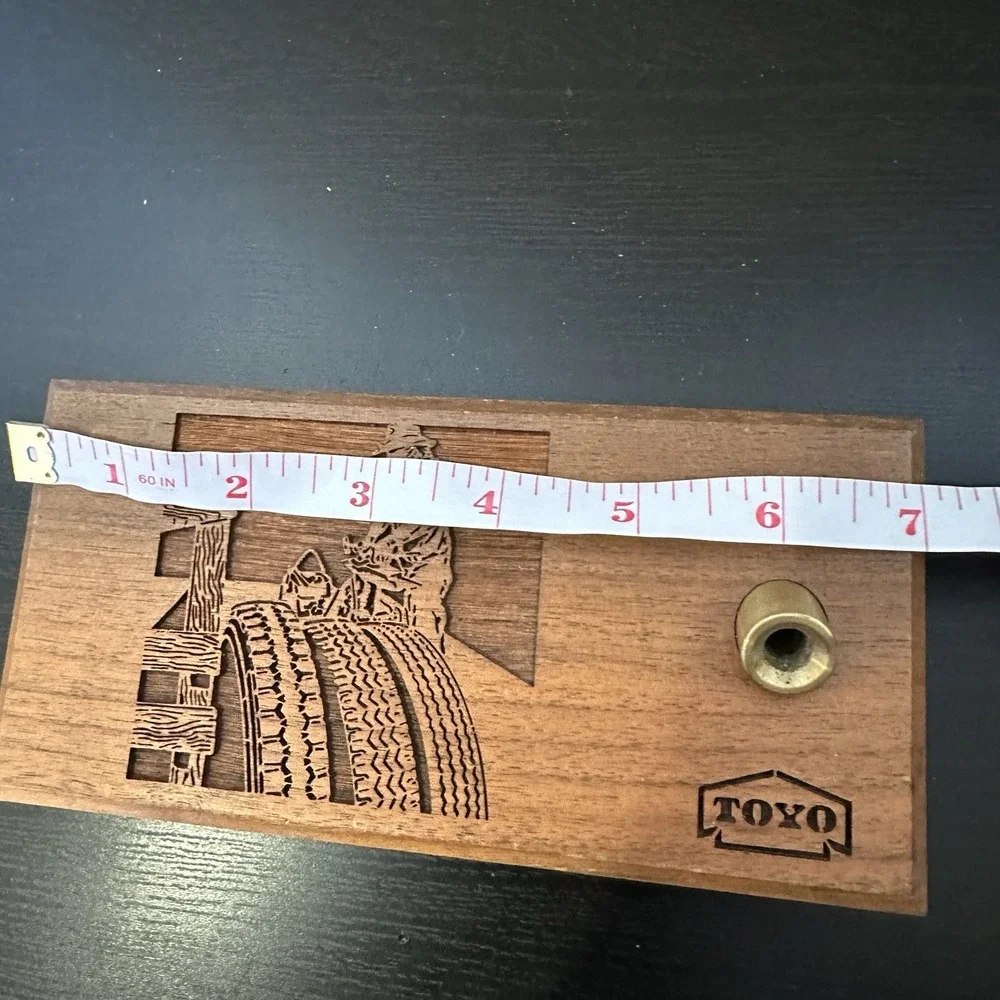 Toyo Tires Vtg LASERCRAFT Laser Engraved Desk Pen Holder Solid American Walnut
